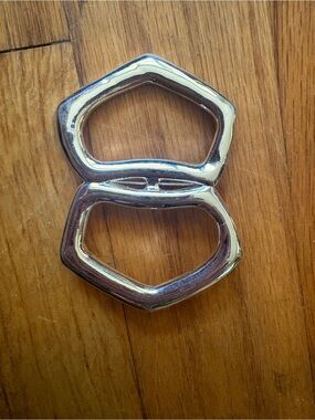 Silver Double Pentagonal Broach - Women's Accessory